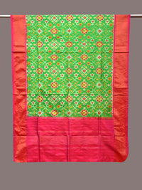 Thumbnail for Green and Pink Pochampally Ikat Silk Handloom Dupatta with All Over Design - Global Threads - Distacart