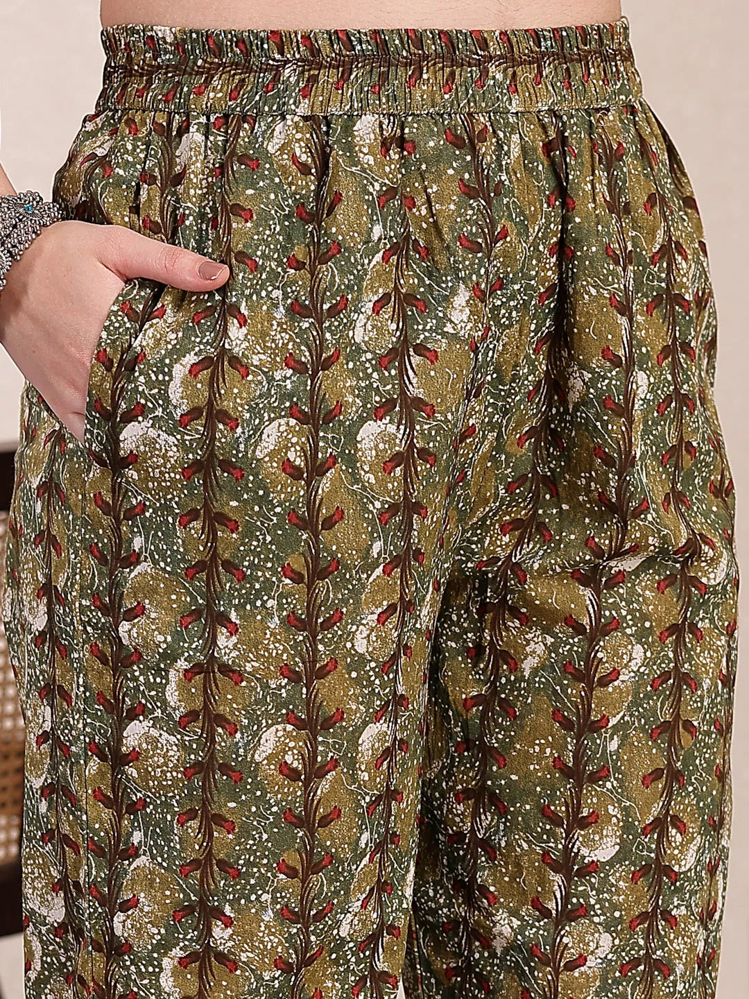 Yufta Green Cotton Lace Work On Yoke Straight Kurta Dupatta Pant Set - Distacart