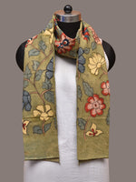 Thumbnail for Green Kalamkari Hand Painted Cotton Stole with Floral Design - Global Threads - Distacart