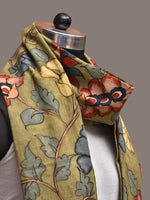 Thumbnail for Green Kalamkari Hand Painted Cotton Stole with Floral Design - Global Threads - Distacart