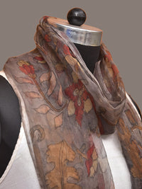 Thumbnail for Grey Kalamkari Hand Painted Organza Stole with Floral Design - Global Threads - Distacart