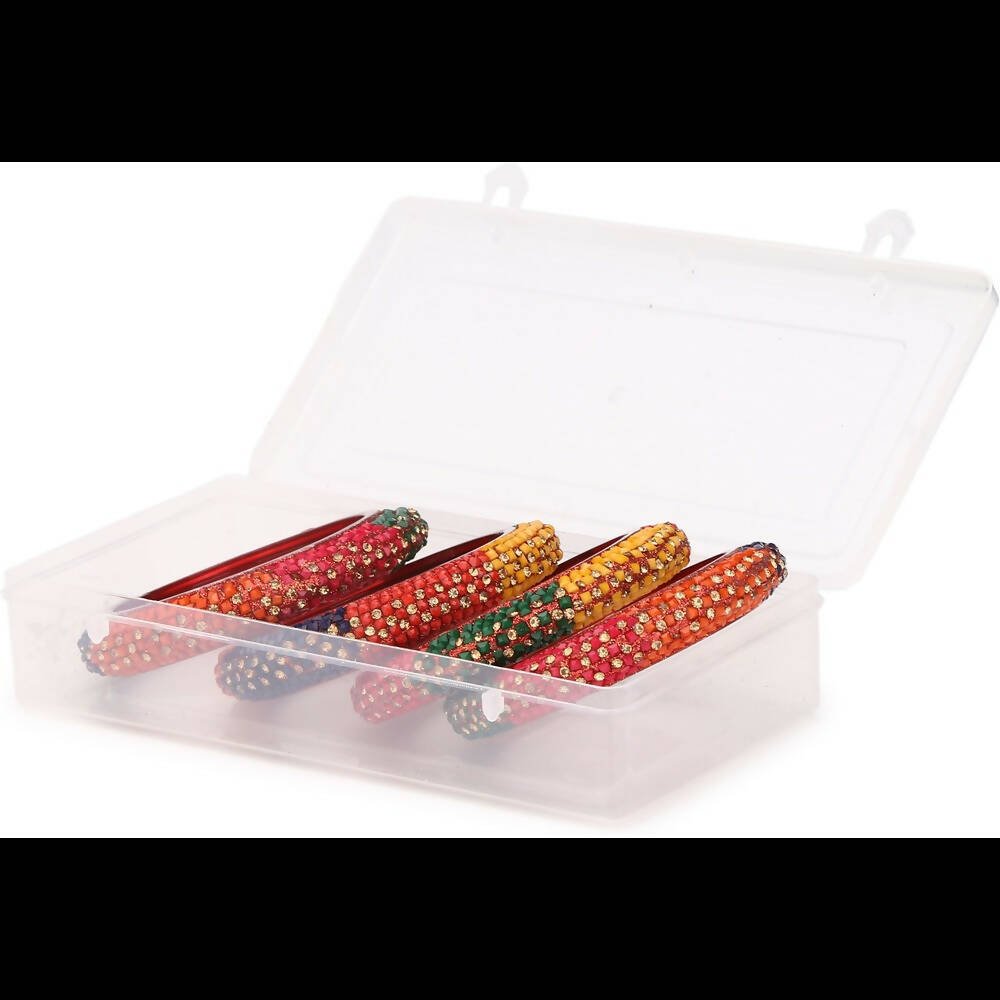Afast Bridal Wedding & Party Fashionable Colorful Glass Bangle/Kada Set, Pack Of 4 - Distacart