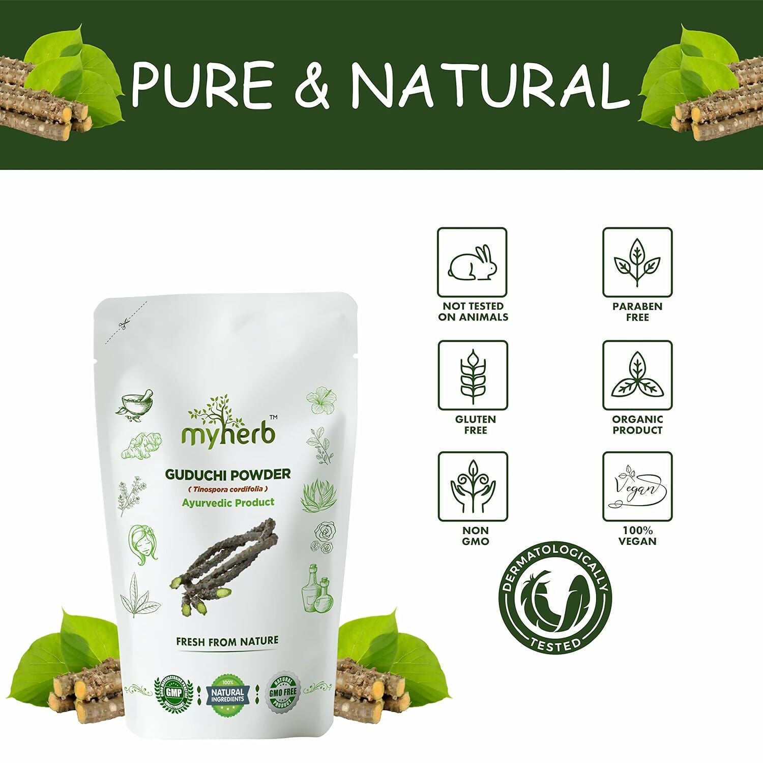 Myherb Natural Organic Guduchi Powder/Giloy Powder - Distacart