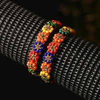 Thumbnail for Afast Designer Fancy Party Bangle/ Kada Set, Multicolor, Metal, Pack Of 2 - Distacart