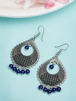 Thumbnail for NVR Women's Silver-Plated Artificial Beads German Silver Oxidised Chandbali Earrings - Distacart