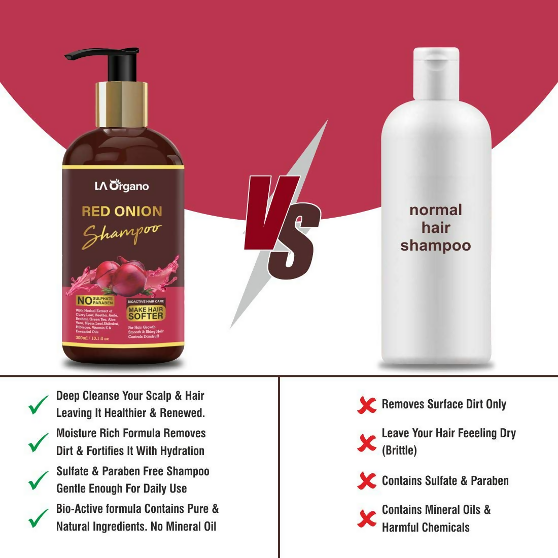 LA Organo Red Onion Hair Shampoo - Distacart