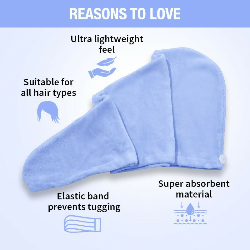 Nykaa Naturals Microfiber Hair Wrap for Frizz Free & Shiny Hair - Blue - Distacart