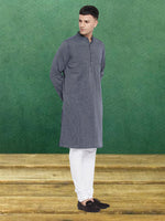 Thumbnail for Even Apparels Men's Pure Cotton Grey Striped Kurta - Distacart