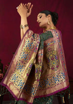 Thumbnail for Vishnu Weaves Women's Bt-Green Paithani Silk Saree with Blouse - Distacart