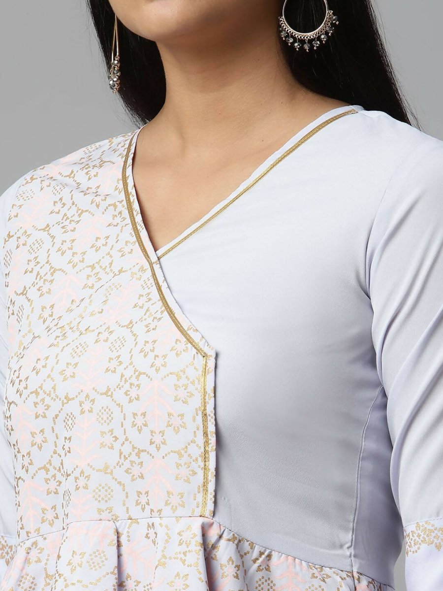 Ahalyaa Women Summer Blue Crepe Printed Tunic - Distacart