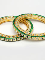 Thumbnail for NVR Women's Set Of 2 Gold-Polished Kundan-Studded Bangles - Distacart
