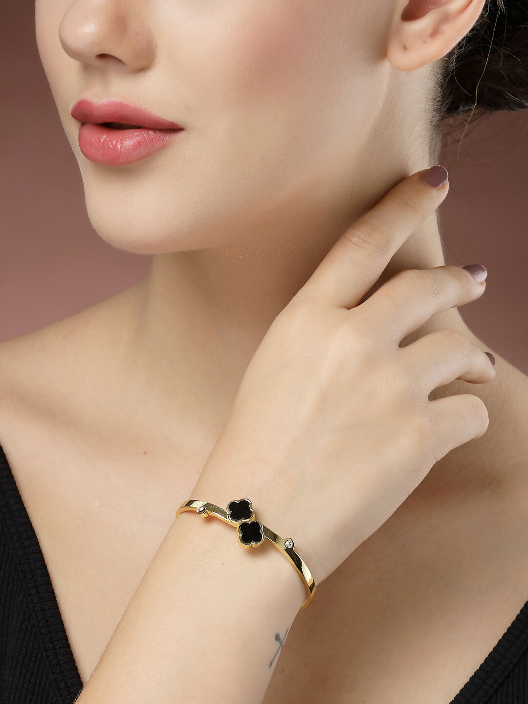NVR Women's Set of 2 Gold & Silver Cuff Bracelet