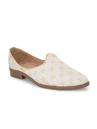 Thumbnail for House of Pataudi Men Ethnic Embroidered Slip On Mojaris Shoes