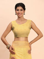 Thumbnail for Astita Linen Cotton Yellow Saree
