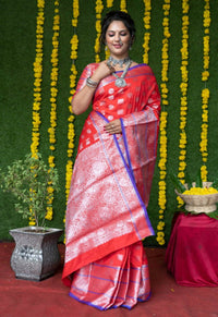 Thumbnail for Aastha Fashion Red Woven Soft Handloom Silk Saree with Blouse - Distacart