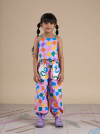 Thumbnail for Snakes and Ladders Girls Multi Color Rotary Print Top and Pant Set from Siblings Collection - Distacart
