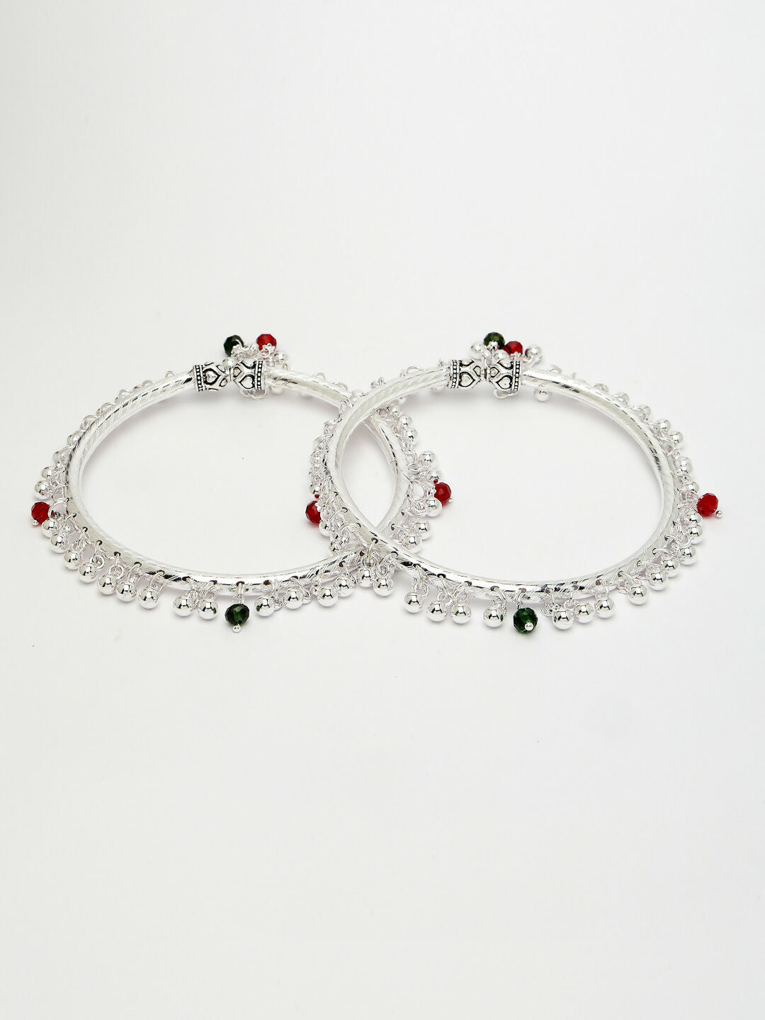 NVR Women's Set of 2 Silver-Plated Kada Anklets - Distacart