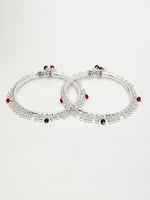 Thumbnail for NVR Women's Set of 2 Silver-Plated Kada Anklets - Distacart