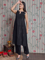 Thumbnail for Ode by House of Pataudi Straight Kurta with Palazzos - Distacart