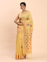 Thumbnail for Astita Linen Cotton Yellow Saree