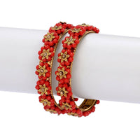 Thumbnail for Afast Designer Fancy Party Bangle/ Kada Set, Red, Metal, Pack Of 2 - Distacart