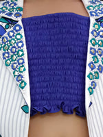 Thumbnail for Lil Drama Shor-Gul White Jacket and Pant With Blue Bustier Set For Girls