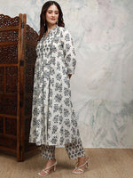 Thumbnail for Vishudh Floral Printed A Line Kurta with Trousers - Distacart