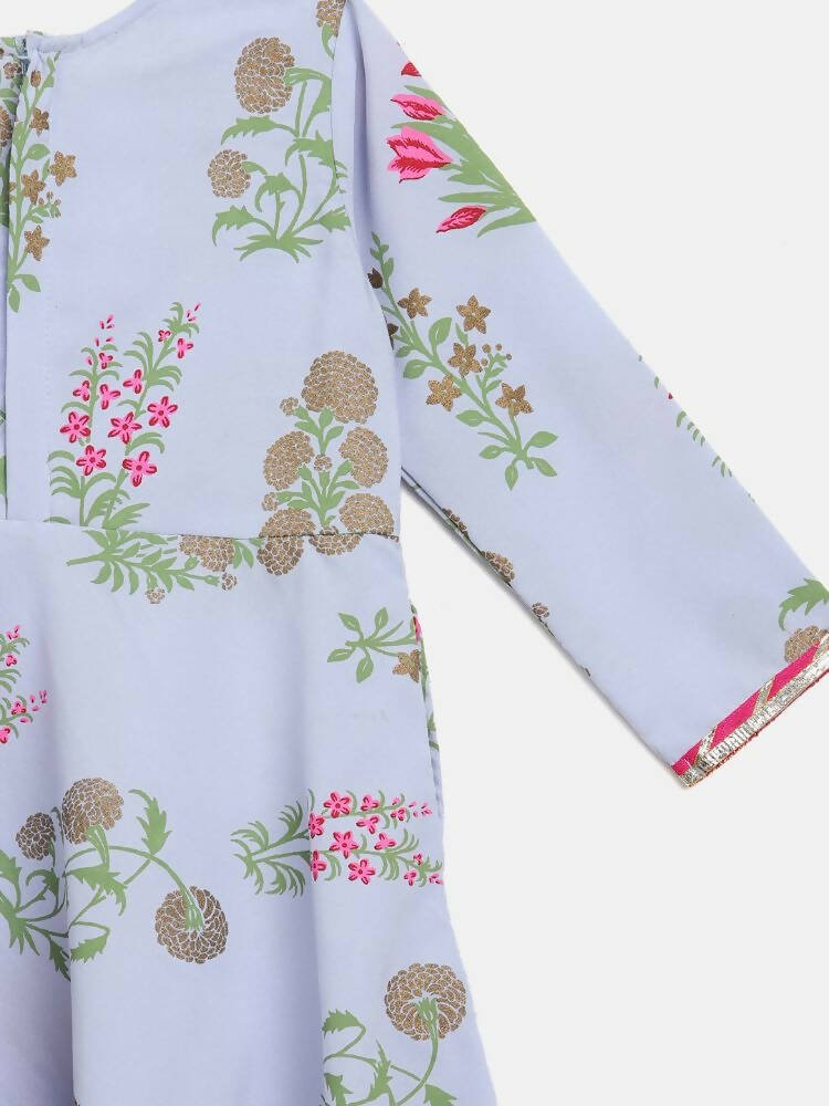 Ahalyaa Blue Crepe Printed Kids Kurta With Harem Pants For Girls - Distacart