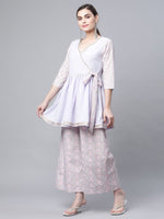 Thumbnail for Ahalyaa Women Lavender Crepe Printed Kurta Palazzo Set - Distacart