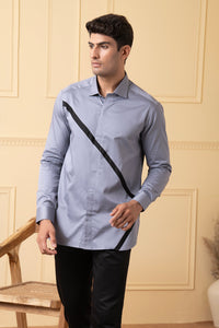 Thumbnail for Grey Shirt With V-Shaped Black Strip by Hilo Design