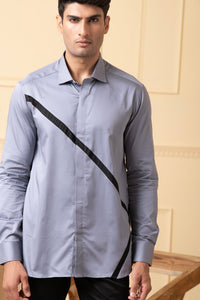 Thumbnail for Grey Shirt With V-Shaped Black Strip by Hilo Design