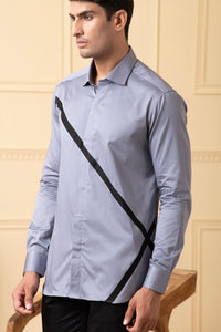Thumbnail for Grey Shirt With V-Shaped Black Strip by Hilo Design