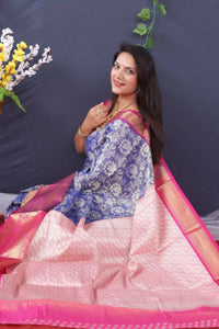 Thumbnail for Aastha Fashion Blue Woven Tissue Silk Saree with Blouse - Distacart