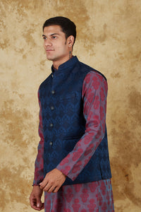 Thumbnail for Bluesaanchi Men's Jacquard Rose Red With White Waistcoat