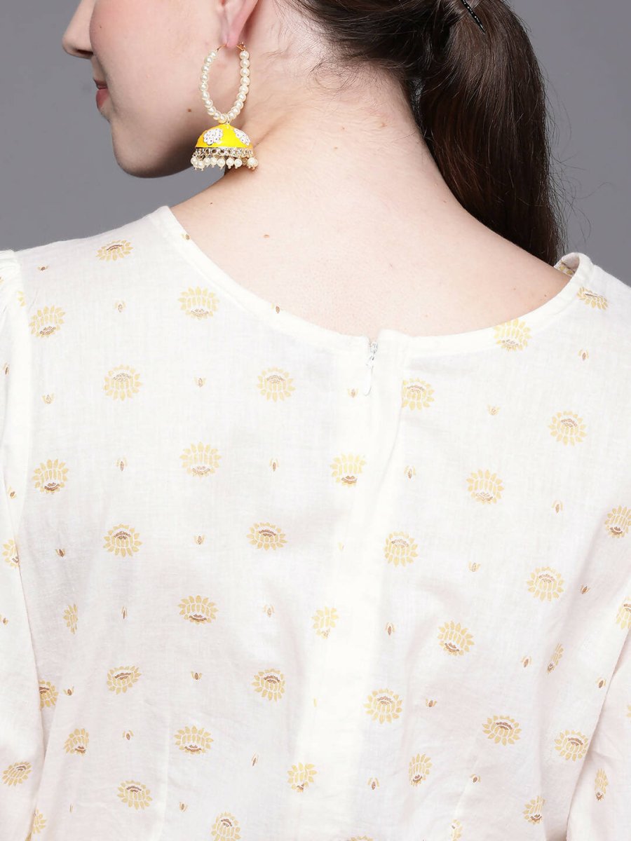 Ahalyaa Off White Printed Basic Jumpsuit - Distacart