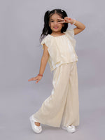 Thumbnail for Lil Drama Glam Up Girls Beige Party Top and Pant Set