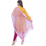 Thumbnail for A R Silk Women's Mirror Work Orgenza Cotton Rose Pink Dupattas and Chunnis