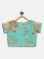 Thumbnail for Ahalyaa Orange Crepe Gold Stripped Printed Kids Dress With Jacket For Girls - Distacart