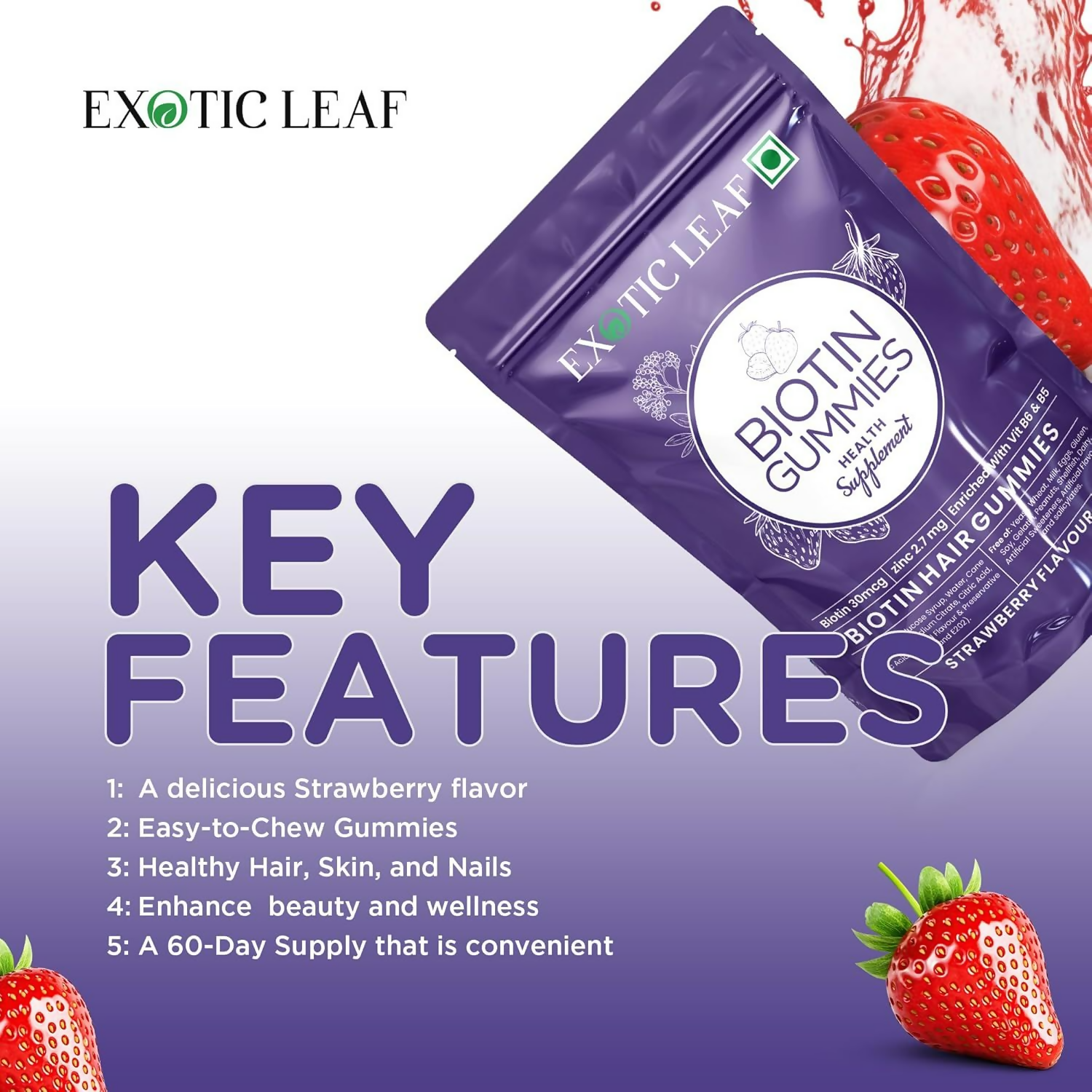 Exotic Leaf Biotin Gummies - Distacart