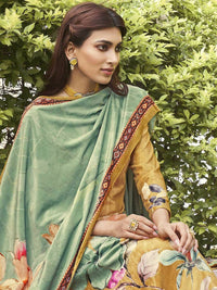 Thumbnail for Aastha Fashion Women's Mustard Velvet Floral Digital Printed Kurta with Trouser & Dupatta - Distacart