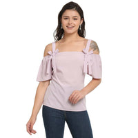 Thumbnail for Aastha Fashion Women's Light Purple Polyester Solid Casual Top - Distacart