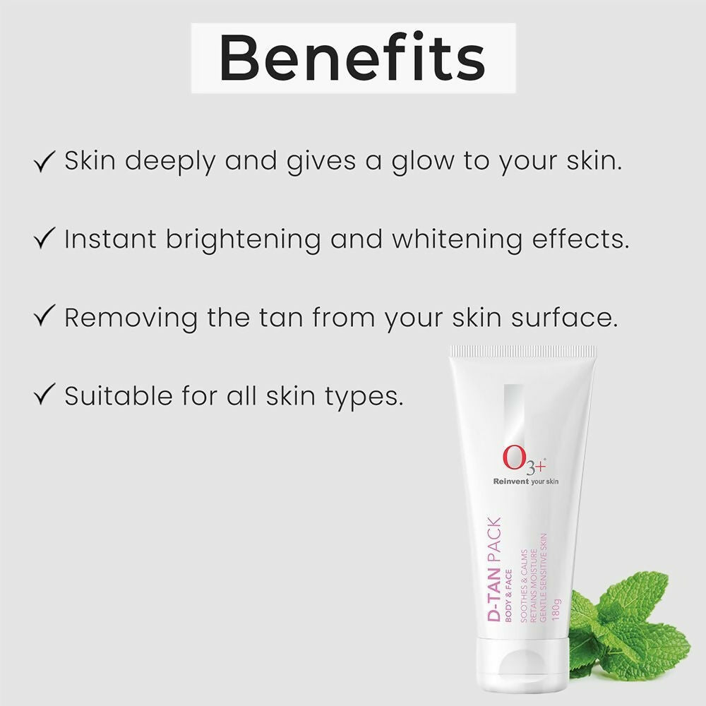 Professional O3+ D-Tan Pack For Instant Tan Removal - Distacart