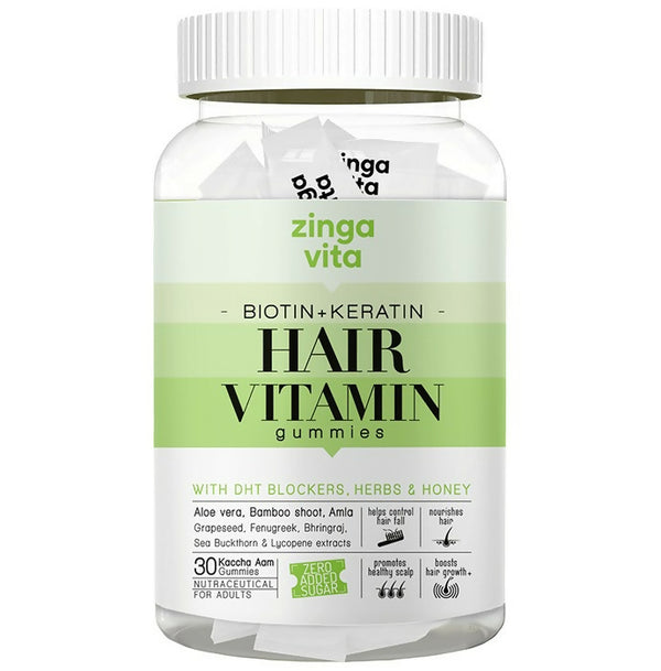 Zingavita Biotin + Keratin Hair Vitamin Kaccha Aam Gummies - Distacart