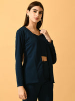 Thumbnail for Myshka Women's Navy Blue Solid Solid Jacket - Distacart