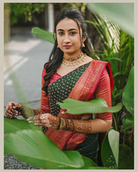 Thumbnail for Preksha Creation Designer Women Banarasi Soft Silk Saree - Red