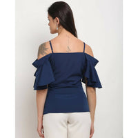 Thumbnail for Aastha Fashion Women's Navy Blue Polyester Solid Casual Top - Distacart