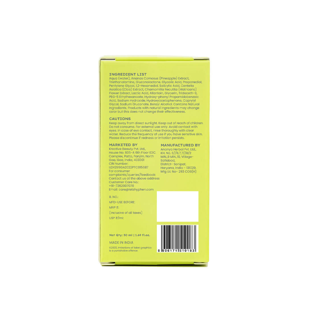 Hyphen By Kriti Sanon Resurfacing 10% AHA BHA PHA Exfoliator With 20% Pineapple Extract, Smoothens Texture, Unclogs Pores, Non-irritating