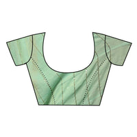 Thumbnail for Very Much Indian Designer Mul Cotton Handloom Saree with Sequins - Sea Green - Distacart