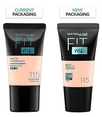 Thumbnail for Maybelline New York Fit Me Matte + Poreless Liquid Foundation Tube -115 Ivory (18 Ml) - Distacart
