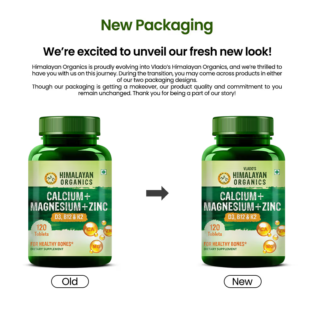 Himalayan Organics Calcium+Magnesium+Zinc D3 & B12 Tablets